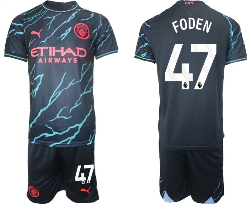 Men 2023-2024 Club Manchester City away blue #47 Soccer Jersey